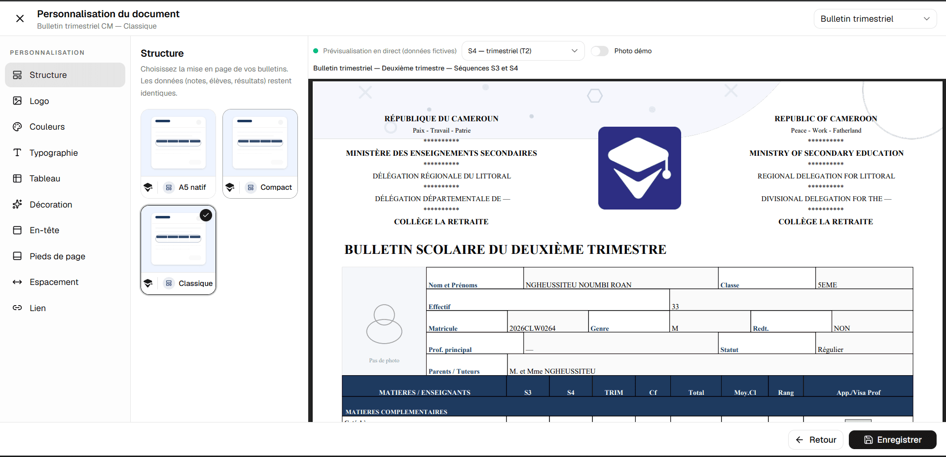 Capture — Aperçu bulletin