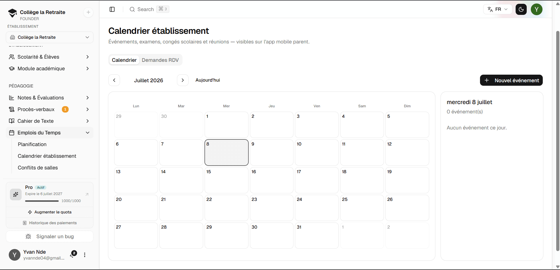 Capture — Calendrier