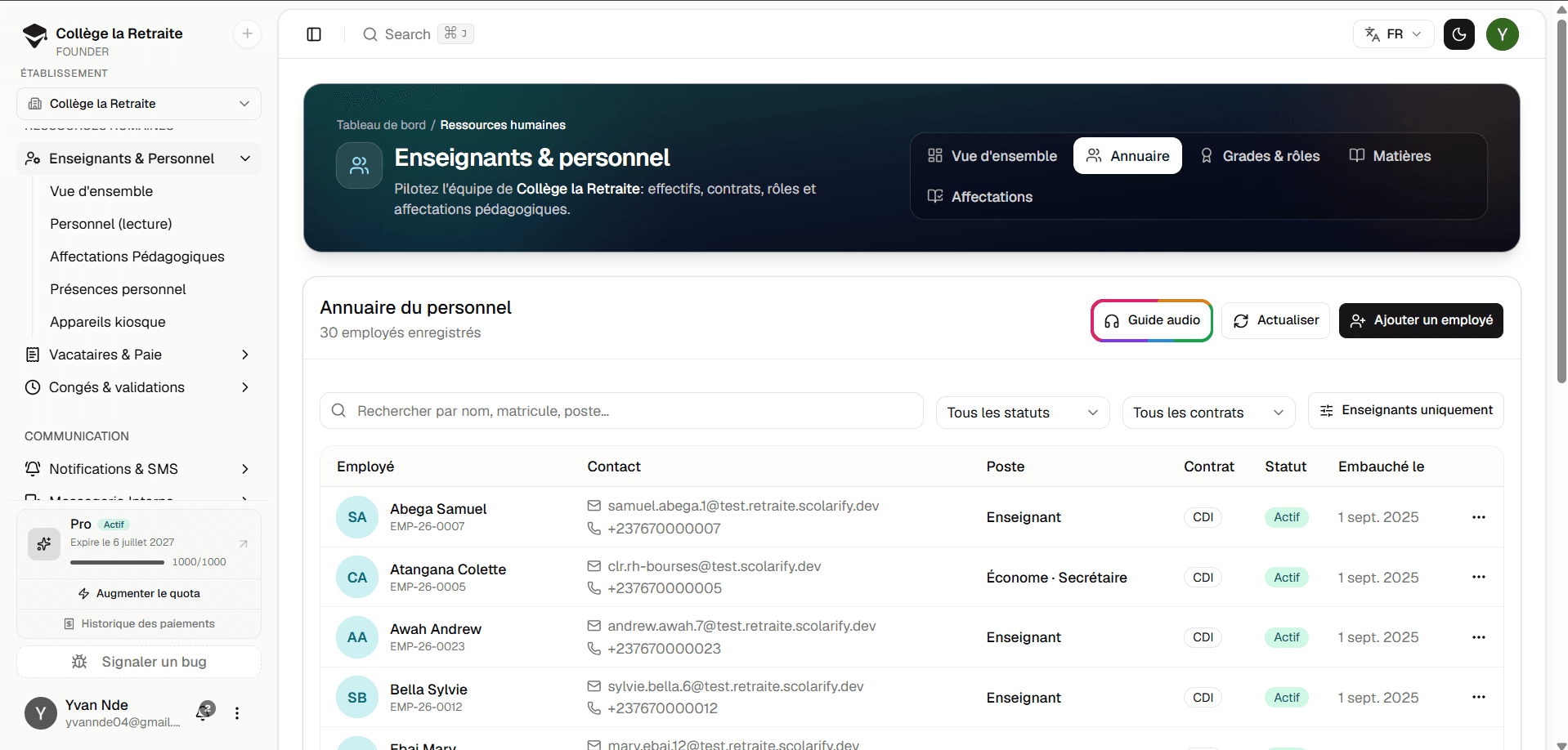 Capture — Annuaire personnel