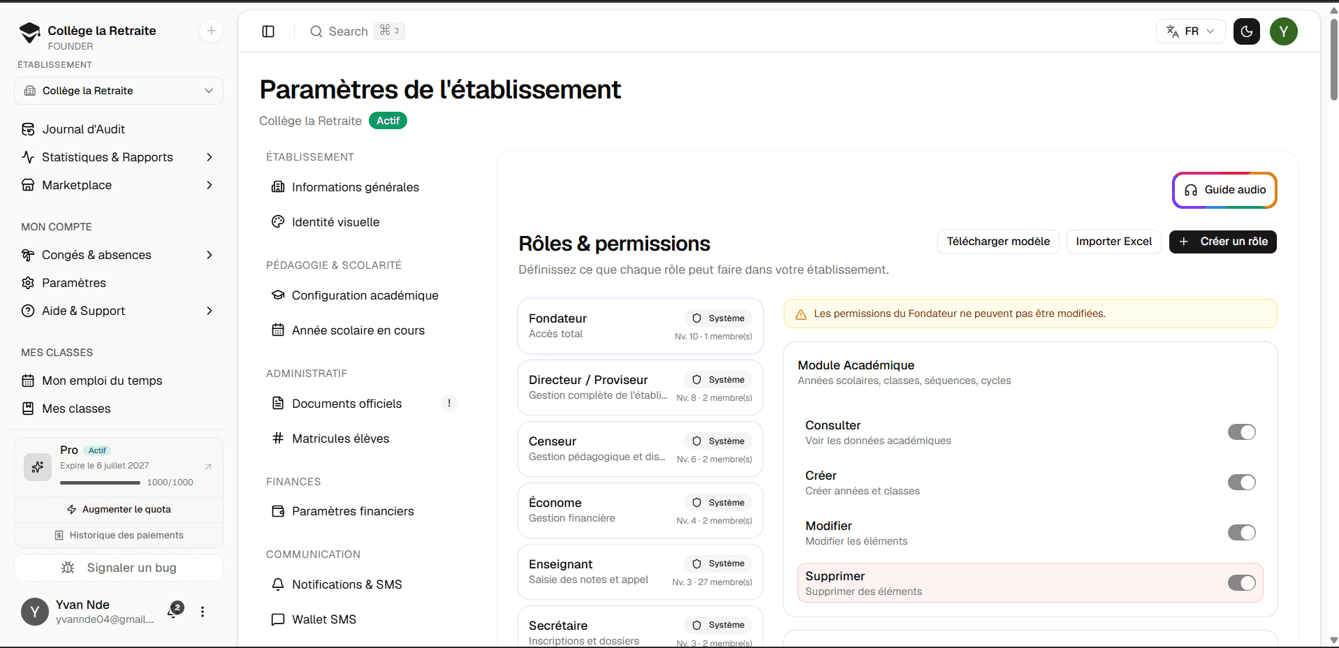 Capture — Rôles & permissions